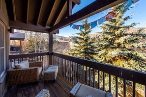 Jupiter View. Sitting on the private balcony in your own bubble of Zen, gazing at the ski resort, checking out the day.