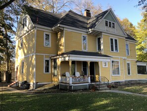 There is a large yard and plenty of off-street parking. 