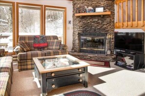Living Room with Wood Fireplace