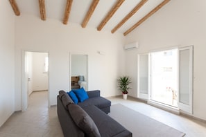 Living room with comfortable sofa bed