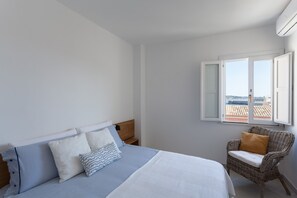 Bedroom with sea and castle views