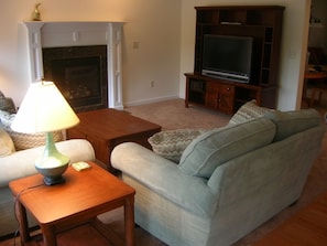 Family Room w  Large Plasma TV, Fireplace, Stereo