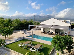 Aerial shot of La Casita's orange tree garden