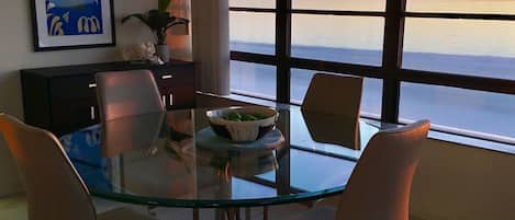 Dining area at sunset