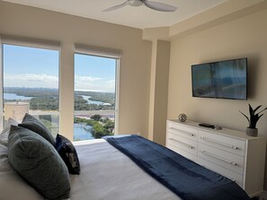 55" smart TV in bedroom