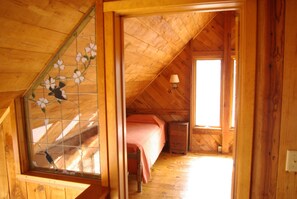 Loft bedroom with 3 twin beds