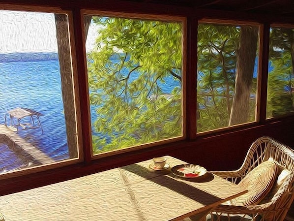 Lake and Dock View from Screened Porch