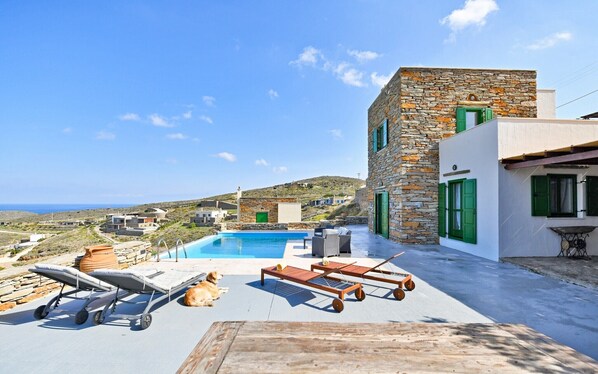 The Villa, terrace and pool area