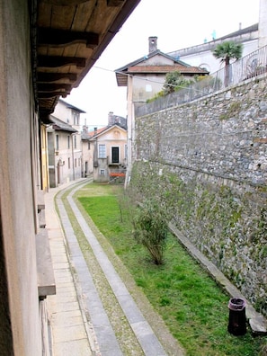 View of the street leading to the church