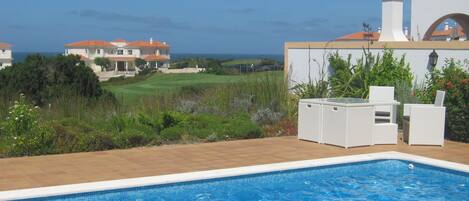 Fabulous sea, sunset and golf course views from the villa