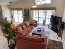 Family room overlooking the lake and fountain.