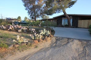 A circular driveway in front of the house provides plenty of parking.