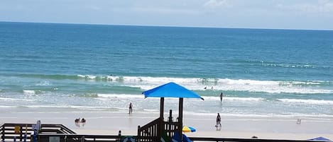 View of the beach from our balcony!