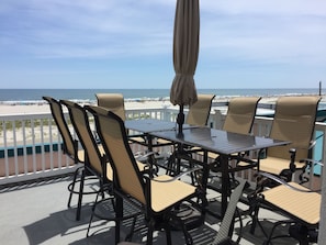 Large Front deck, bar height table and chairs (Right half)