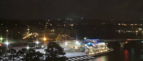 Night view overlooking Lake Hamilton and looking at Bubba Brews