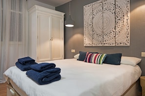 Main bedroom stylishly designed for comfort and peace. Double bed with wardrobe