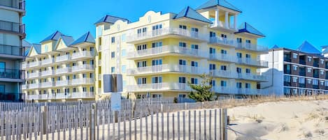 The Adagio building from the beach