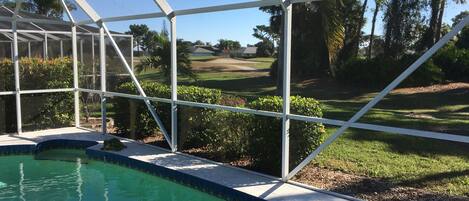 One of the most private backyards on the Palms golf course.