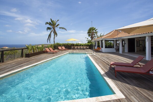 Spacious pool with large terrace at Villa Gran Vista.