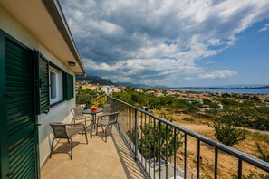 View over Kastela with Split in distance across the bay.