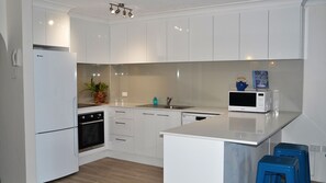 The apartment has a Fully renovated kitchen with breakfast bar