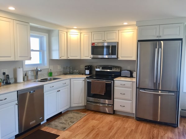 Fully stocked newly renovated Kitchen.