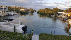 A few feet away from the bay.