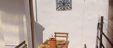 The beautifully sunny roof terrace