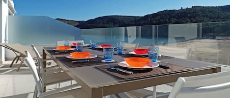 Enjoy lunch on the sunny terrace