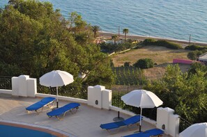 View from the pool
to the sea (in the North of Agios Gordios Bay).