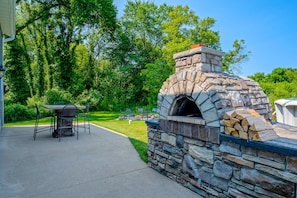 The outdoor brick oven is a FAVORITE for some fresh, homemade pizza!  