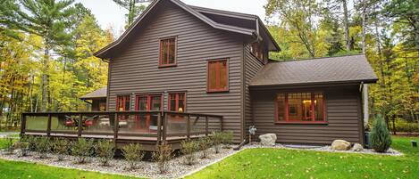 Outdoor deck is perfect for solitude or dining al fresco