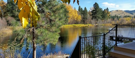 Pond from back deck towards the dock - early Fall.