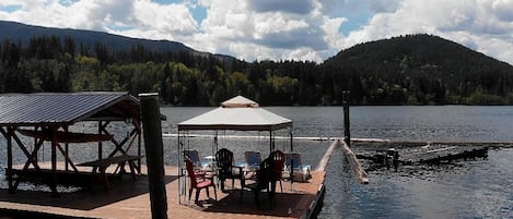 Fabulous private deck with private boat slip.