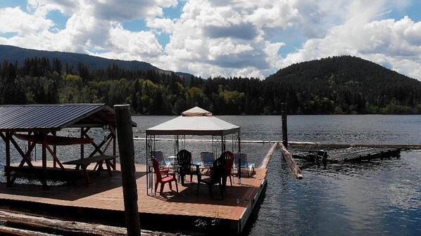 Fabulous private deck with private boat slip.