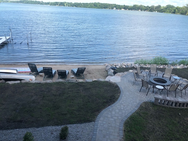 Enjoy the fire pit with the lake breeze!