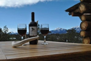 Relax on the deck with views of the Spanish Peaks