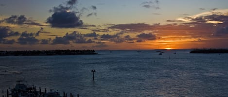 View of sunset from deck on building C