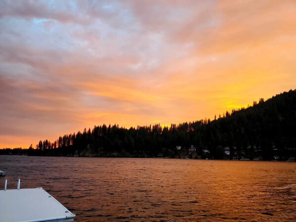 Beautiful summer sunsets right from the various decks and dock.