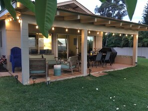 Soft evening breezes make outside dining a joy!