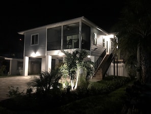 Dramatic lighting and peaceful evening on the porch.