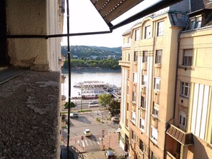 the window view to Danube river and Buda hills  