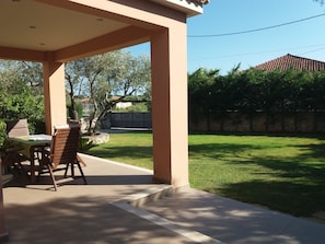 the veranda overlooking the garden