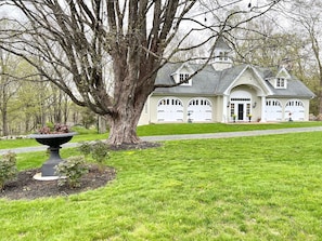 Front yard view of the carriage house