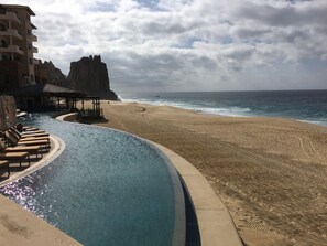 infinity pool with Lands End Rock