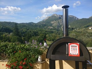 Easy to use wood fired pizza oven on the terrace