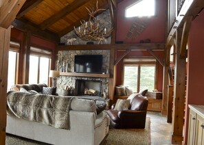 Cozy up to a crackling Wood burning fire