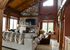 Cozy up to a crackling Wood burning fire