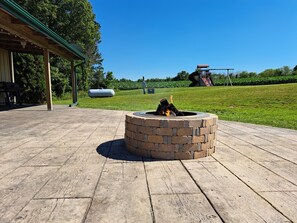 Concrete patio with fire pit