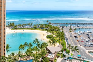 Beach and ocean view from the Honolulu suite